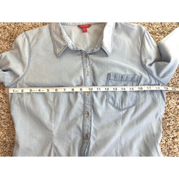 Guess Los Angeles Women Light Wash Denim Button Down Shirt Normcore Minimalist M - Picture 9 of 11
